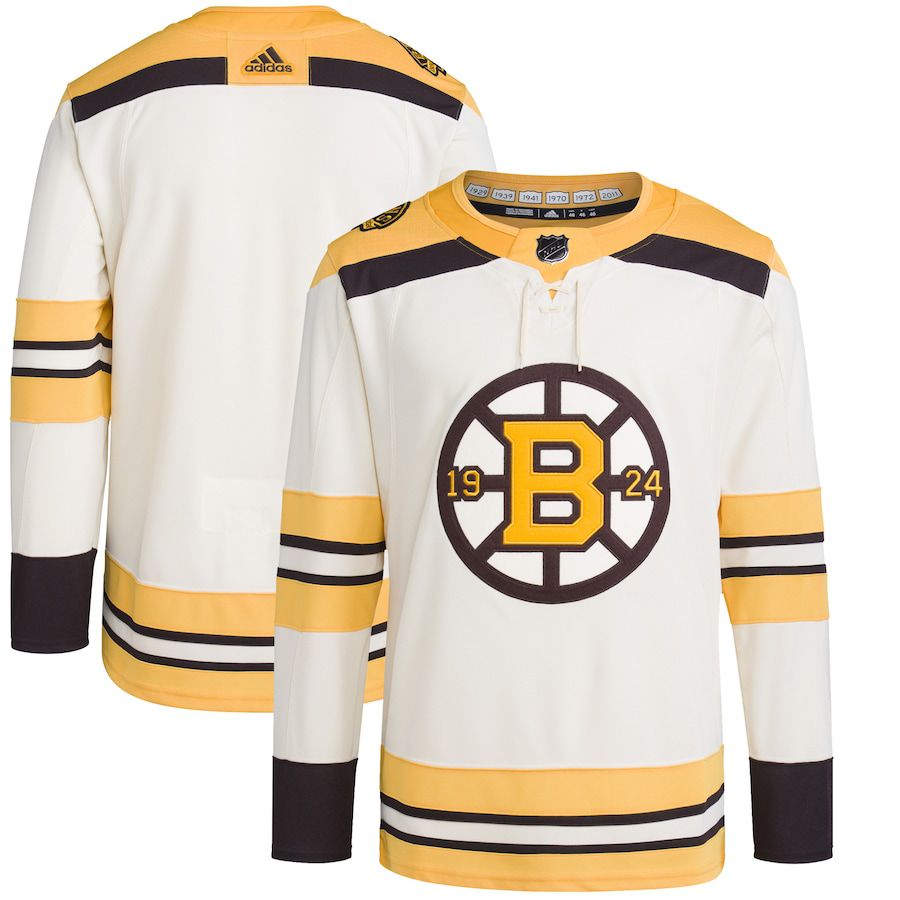 Men Boston Bruins adidas Cream 100th Anniversary Primegreen Authentic NHL Jersey->->NHL Jersey